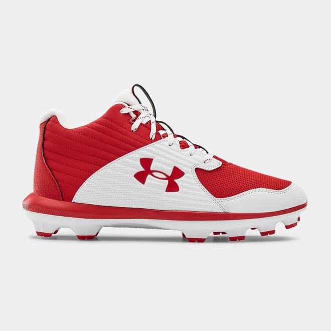 Under Armour Yard Mid TPU - Panske Baseballová Obuv - Červené/Biele